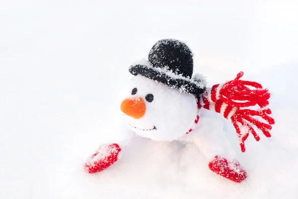Mutlu kış yılbaşı kardan adam — Stok fotoğraf