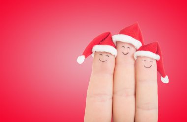Noel Baba şapkaları parmak yüzleri