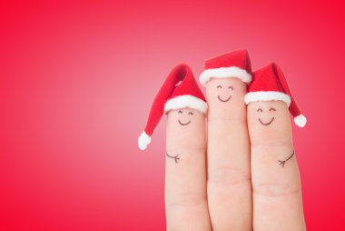 Noel Baba şapkaları parmak yüzleri