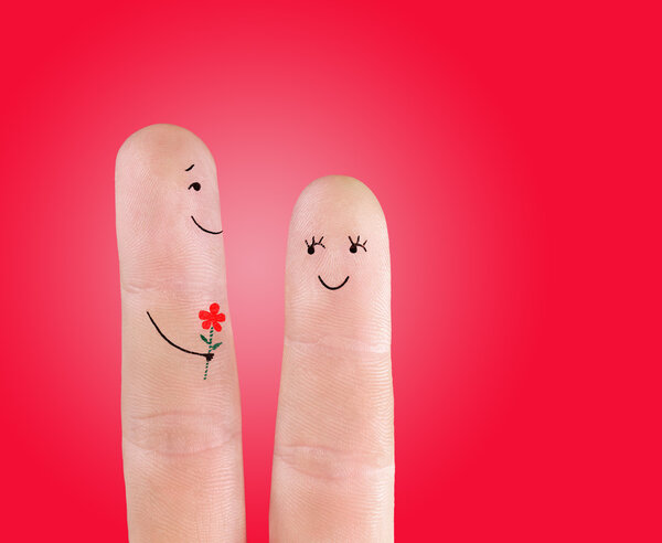 Концепция пары с цветами
