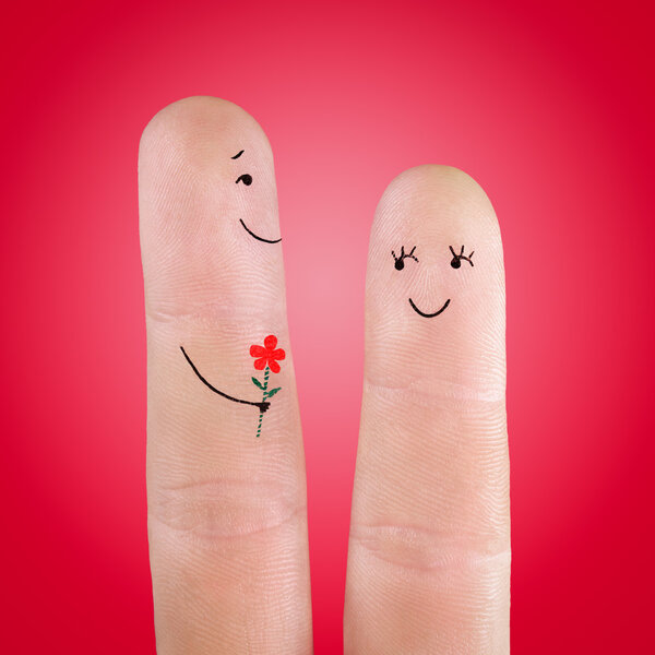 Концепция пары с цветами
