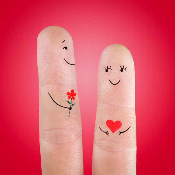 Концепция пары с цветами
