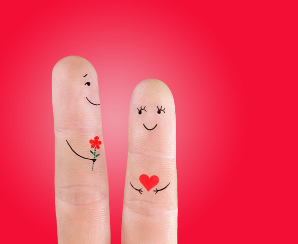 Концепция пары с цветами
