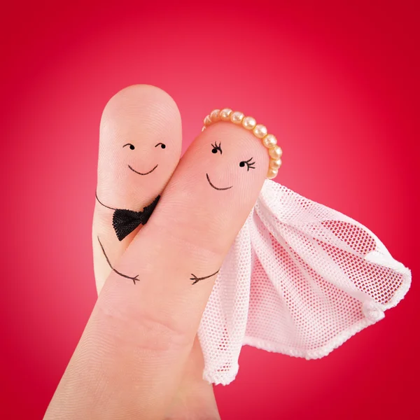 Recém-casados pintados aos dedos — Fotografia de Stock