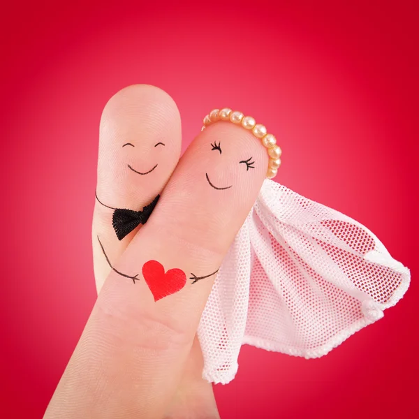 Recién casados pintados con los dedos — Foto de Stock