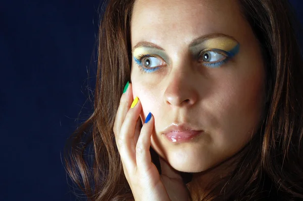 Portrait with colors of Brazil — Stock Photo, Image