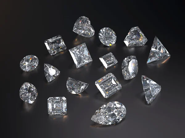 다양 한 다이아몬드의 시각화 스톡 사진