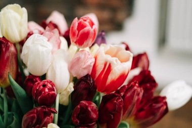 Lale buketi, çiçek arkaplanı, hediye. 