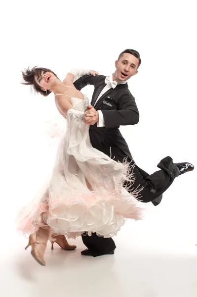 Beautiful couple in the active ballroom dance — Stock Photo, Image