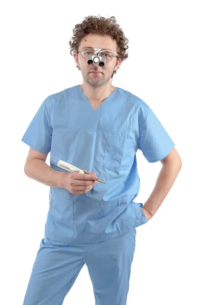 Isolierte Aufnahme eines männlichen Arztes auf weißem Hintergrund — Stockfoto
