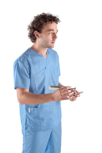 Isolated shot of male doctor on white background — Stock Photo, Image