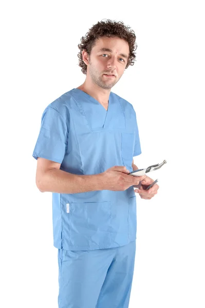 Isolated shot of male doctor on white background — Stock Photo, Image