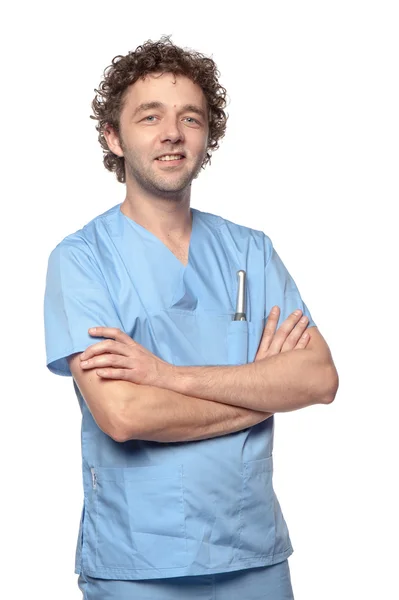 白い背景の上の男性の医者の分離ショット — ストック写真