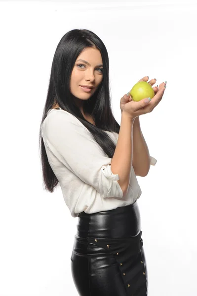 Beautiful young woman over white background — Stock Photo, Image