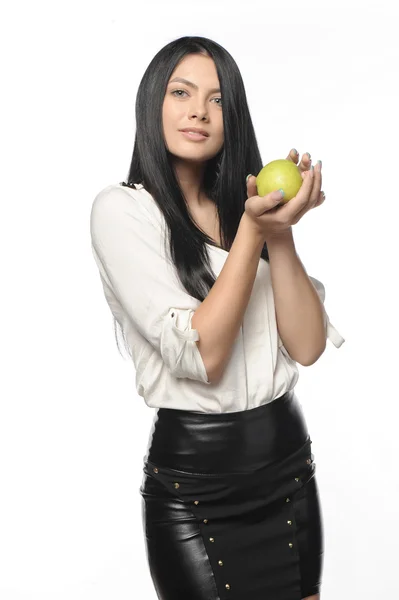 Beautiful young woman over white background — Stock Photo, Image