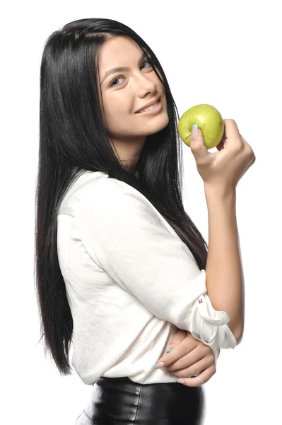 Beautiful young woman over white background — Stock Photo, Image