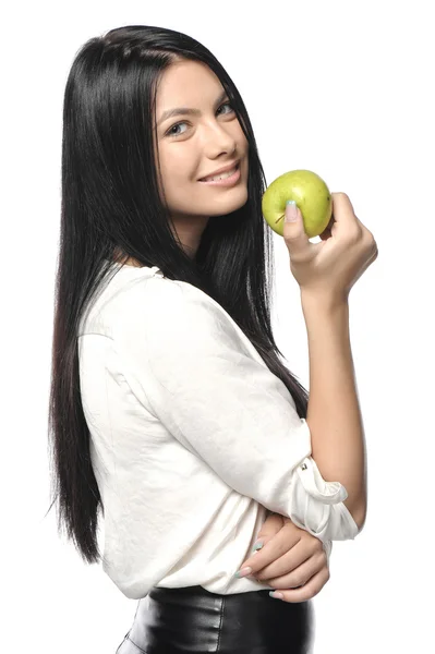 Beautiful young woman over white background — Stock Photo, Image