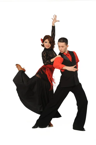 Beautiful couple in the active ballroom dance — Stock Photo, Image