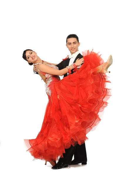 Beautiful couple in the active ballroom dance — Stock Photo, Image