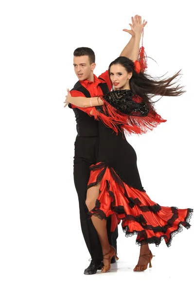 Beautiful couple in the active ballroom dance — Stock Photo, Image