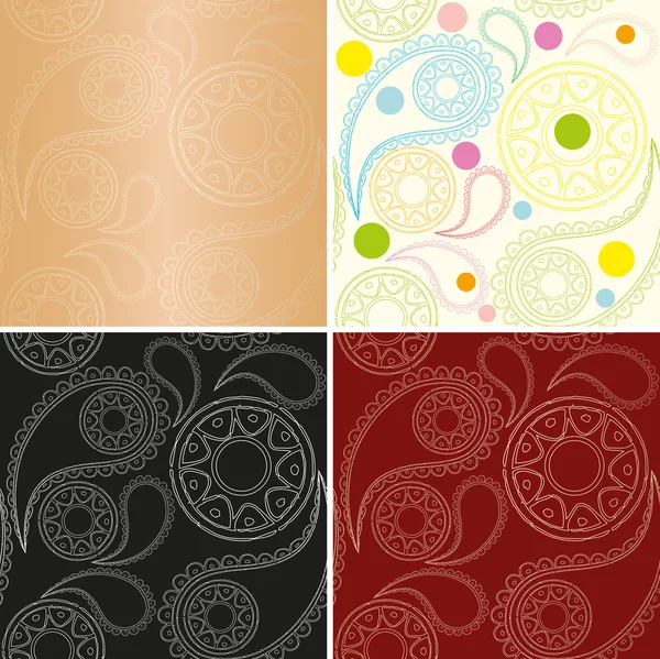 A set of textures with Indian ornaments — Stock Vector