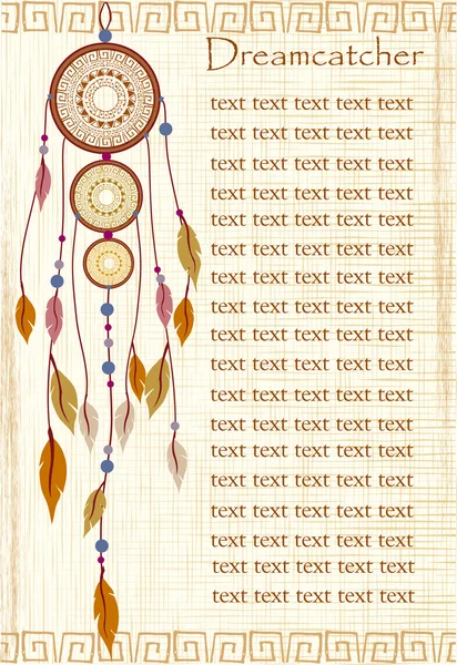 Ethnic background with dream catchers and Egyptian motifs — Stock Vector