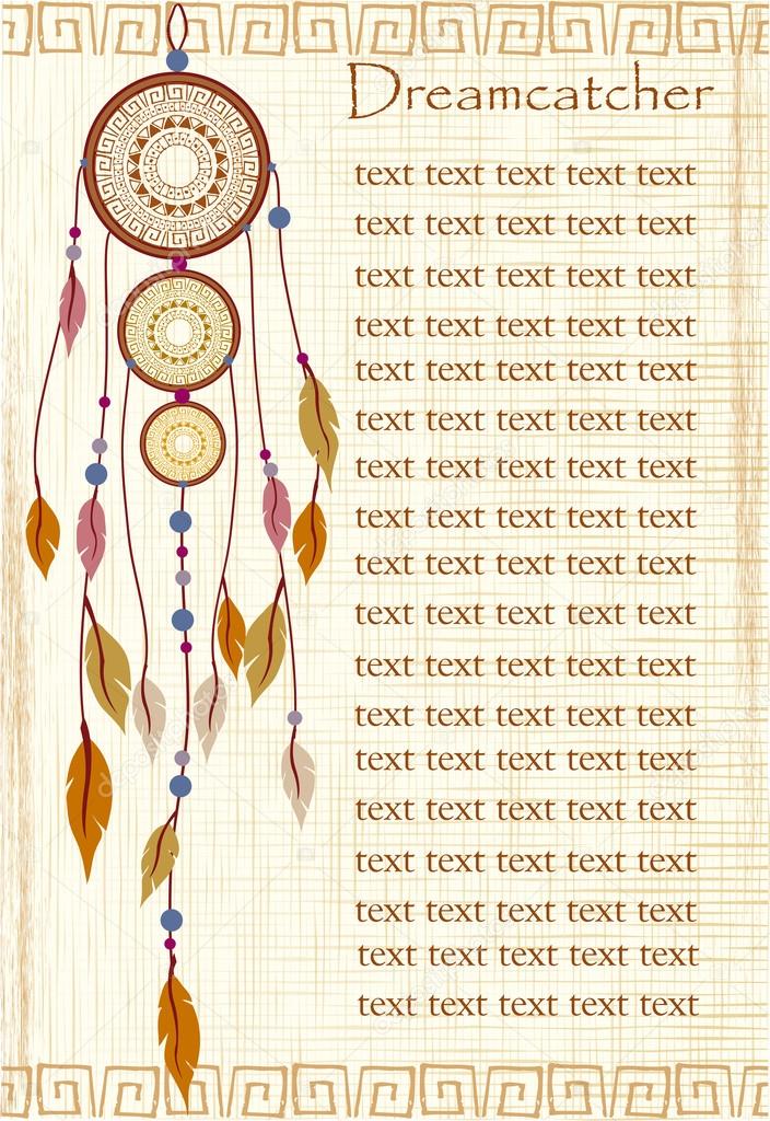 Ethnic background with dream catchers and Egyptian motifs