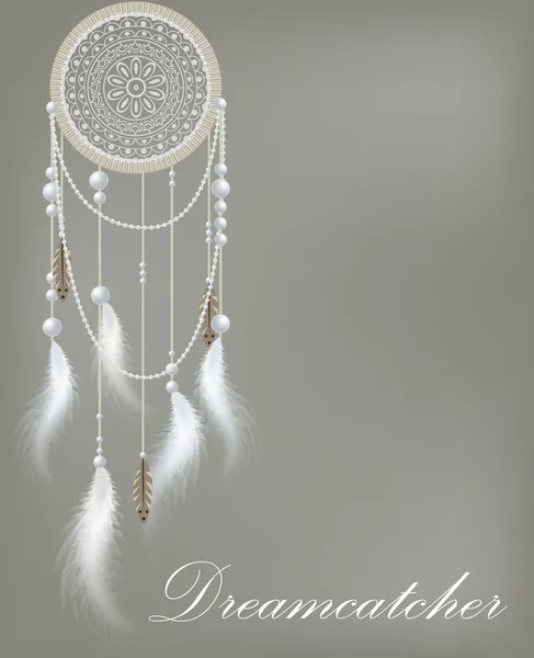 Dreamcatcher avec dentelle et perles — Image vectorielle