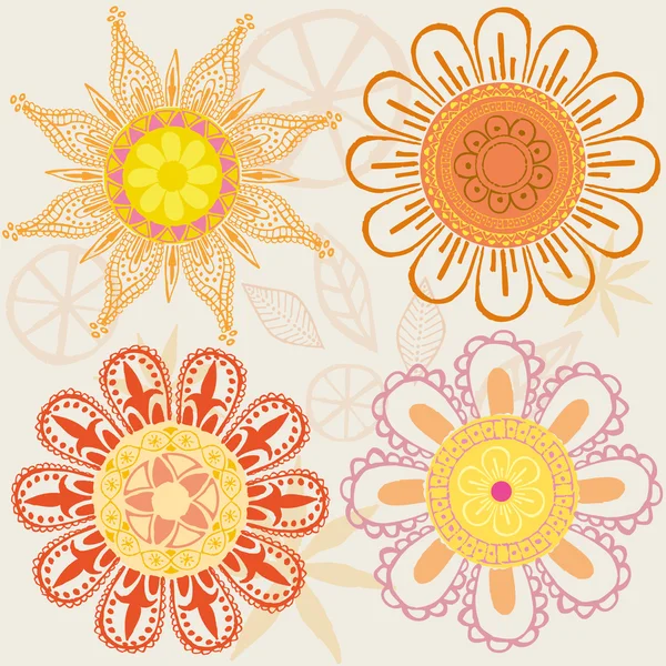 Set de flores de colores divertidos — Archivo Imágenes Vectoriales