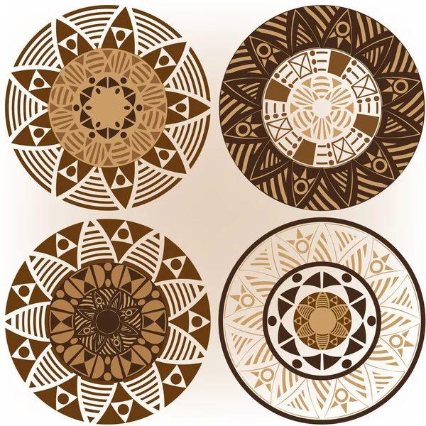 A set of mandalas in coffee colors — Stock Vector