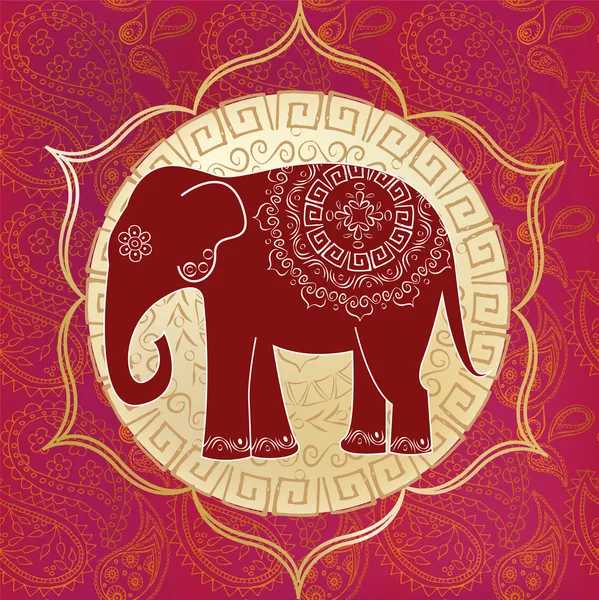 만다라와 인도 코끼리 스톡 일러스트레이션