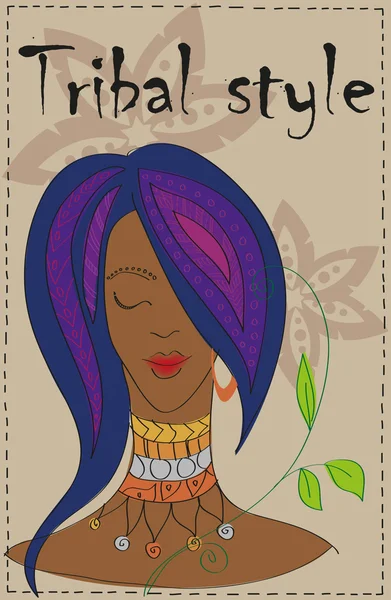 Belle fille dans le style tribal — Image vectorielle