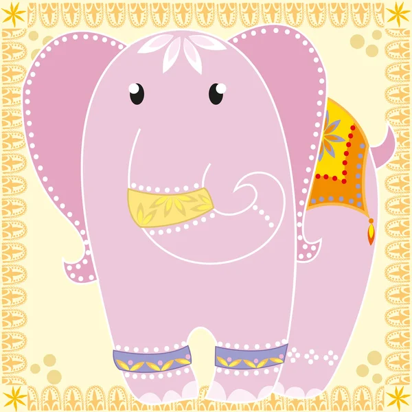 Beautiful pink elephant — Stock Vector