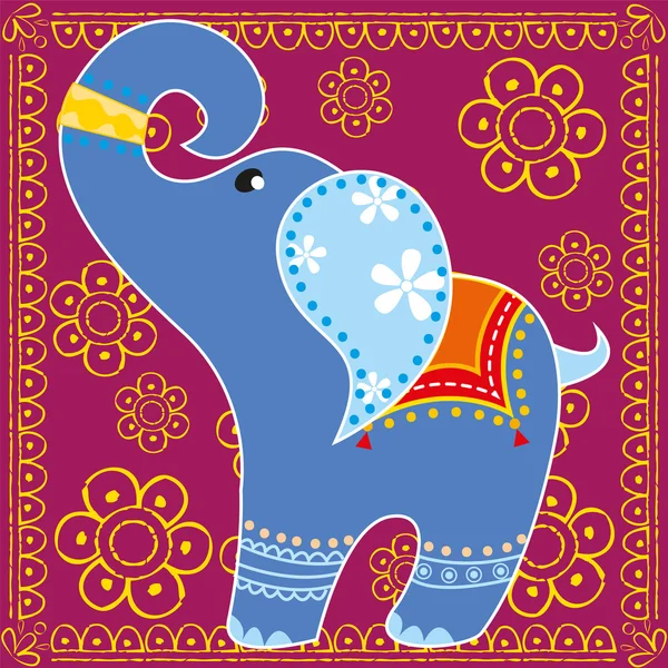 Éléphant indien aux couleurs vives — Image vectorielle