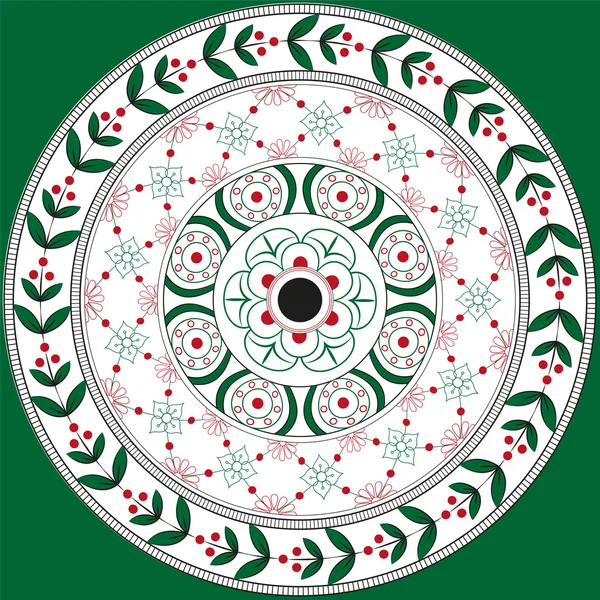 Mandala mit floralen Ornamenten im slawischen Stil — Stockvektor