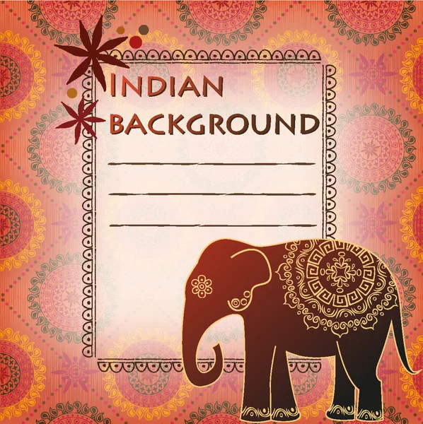 Achtergrond met textuur en Indische olifant — Stockvector