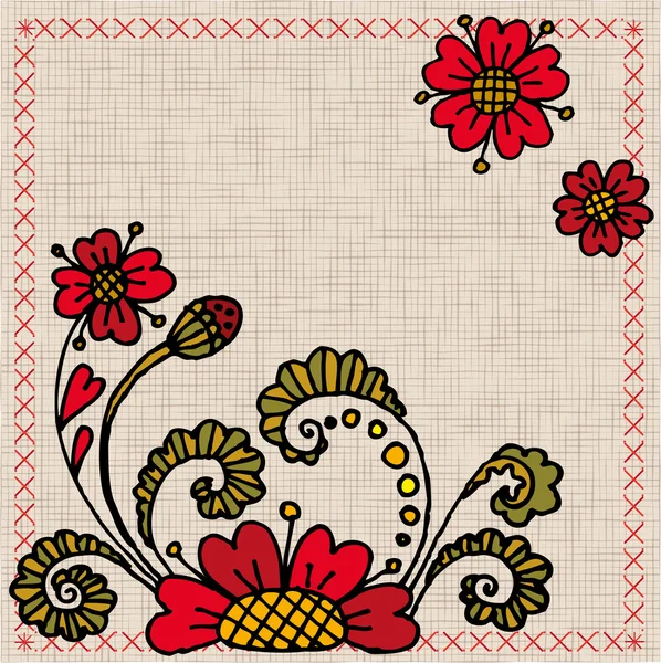 Ukrainische Stickerei mit Blumen — Stockvektor