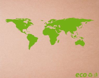 kahverengi kağıt simgesi dünya ekolojik yeşil harita ile