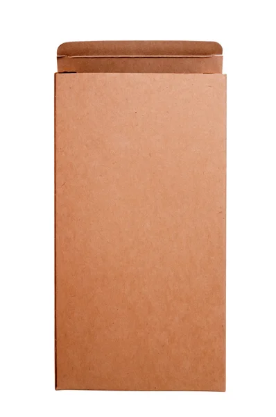 Caixa de papelão aberta em fundo branco. — Fotografia de Stock