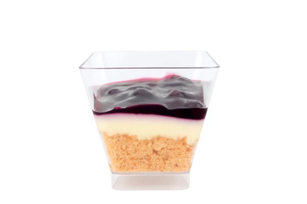 Jogurt borůvkový pohár dort — Stock fotografie