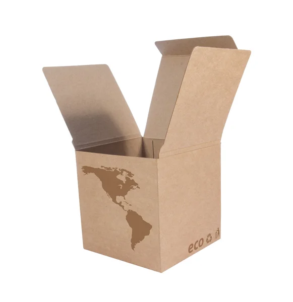 Kartonnen doos met pictogram ecologische kaart usa — Stockfoto