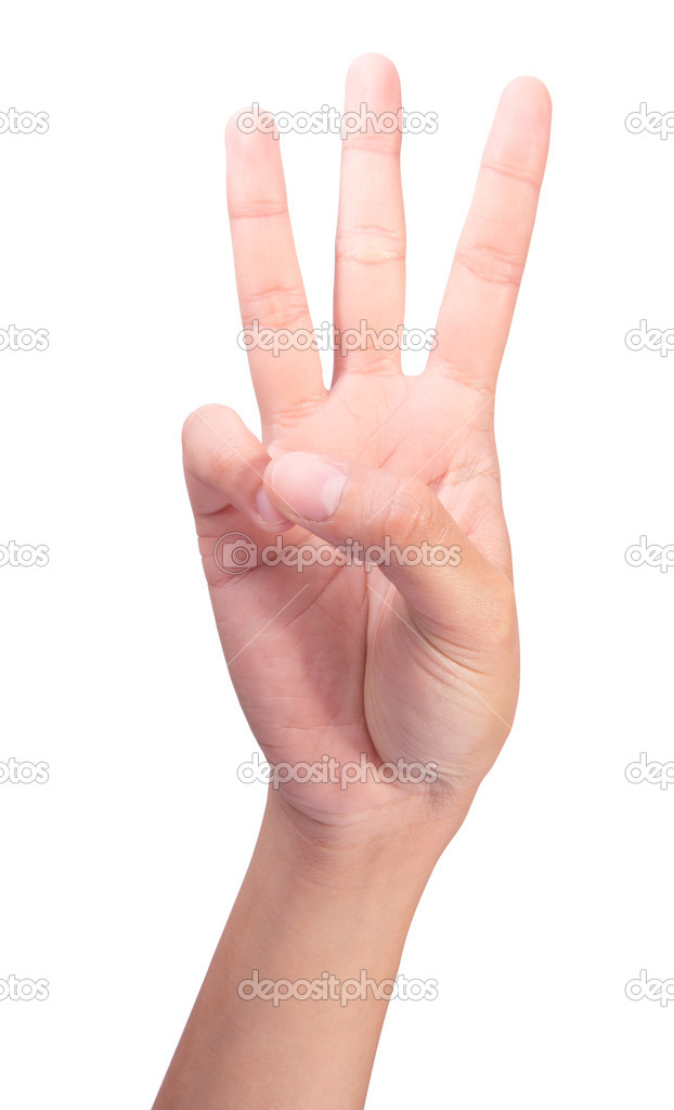 Image of Counting woman's right hands finger number (3)