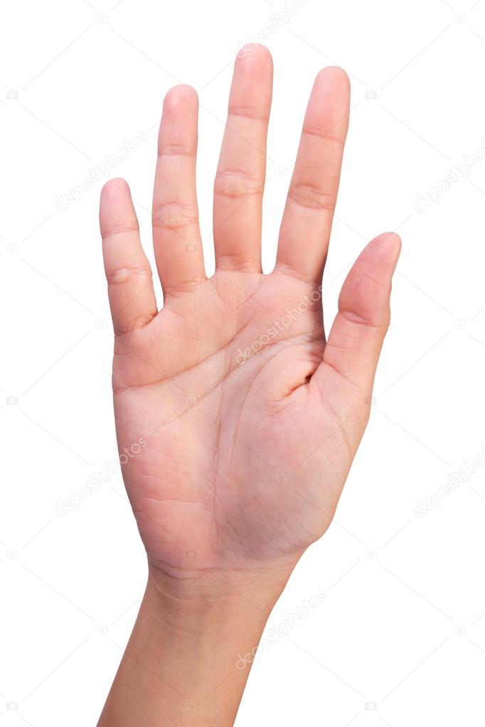 Image of Counting woman's right hands finger number (5 or10)