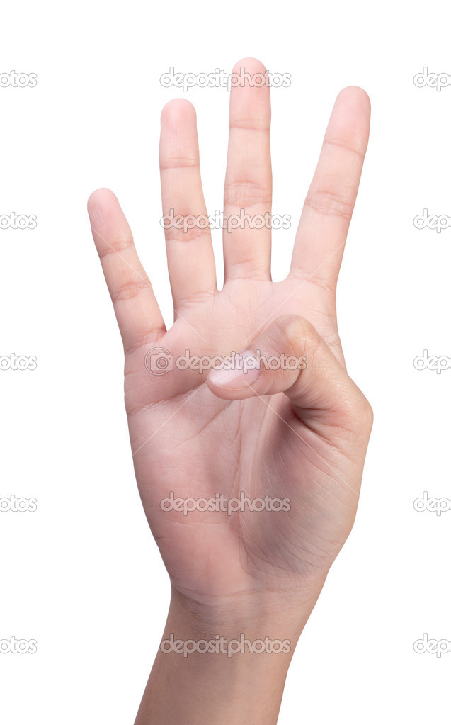 Image of Counting woman's right hands finger number (4 )