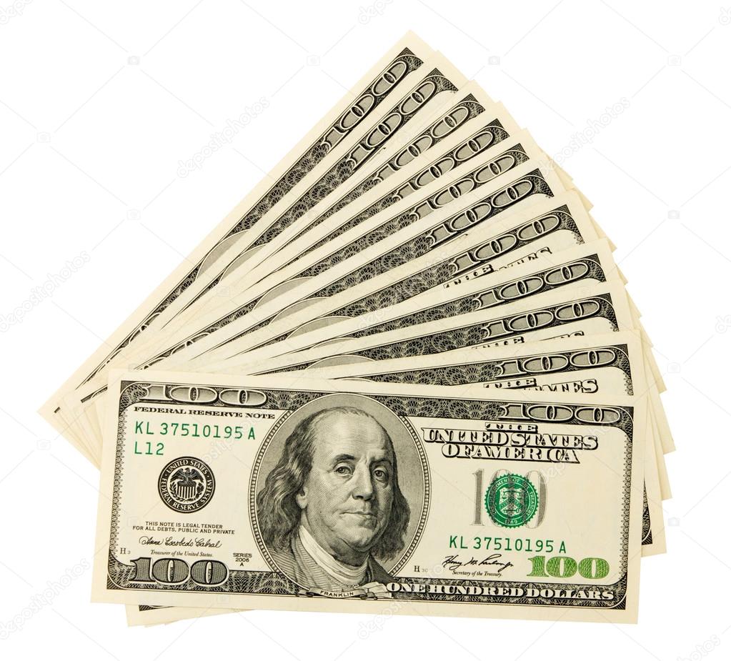 dollar bills U.S. on white background