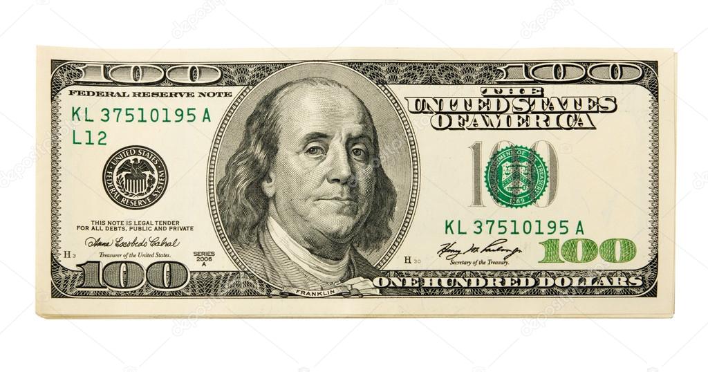 Dollar bills U.S. on white background