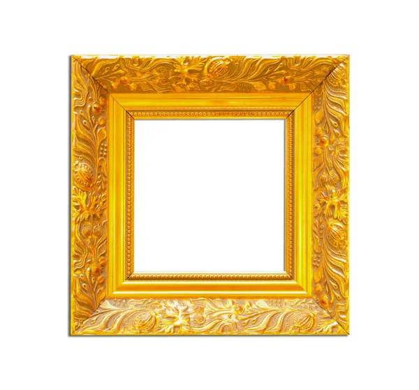 在白色背景上的黄金复古相框 — 图库照片