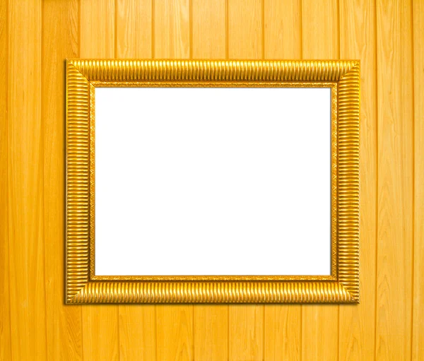 Oro Vintage cornice su sfondo di legno — Foto Stock