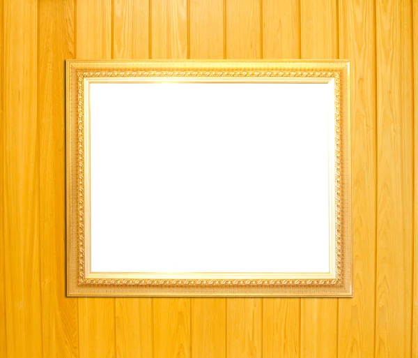 Orange Vintage picture frame on wood background — Stock Photo, Image