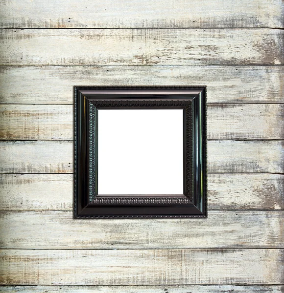 Черная винтажная рамка на старом деревянном фоне — стоковое фото